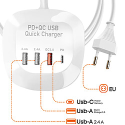Acheter LinQ Mini Station de Charge Multiport 3 USB + USB-C Compact Câble 1m Blanc