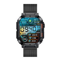Montre intelligente pour appels K57PRO, fonction Bluetooth, écran de 1,96 pouces-steel strap noir