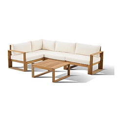 Bocarnea Salon de jardin d'angle modulable - Bois d'acacia - 5 personnes - LEVATA - Beige