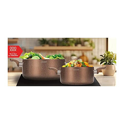 Set de marmites - ARTHUR MARTIN - AM9820 - 20-24 cm avec couvercle en verre - Aluminium - Tous feux dont induction