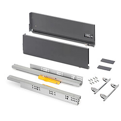 Emuca 3203935 Tiroir extérieur Vertex Push Synchro avec réglages 3D, hauteur 178mm, 40kg, profondeur 400mm, Acier, Gris antraci