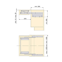 Emuca Coulisses table relevable extensible pas cher