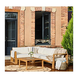 Bocarnea Salon de jardin d'angle modulable - Bois d'acacia - 5 personnes - LEVATA - Beige