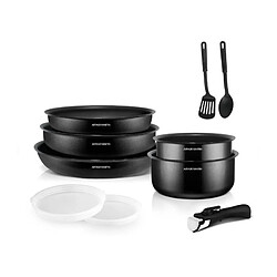 Batterie de cuisine 10 pieces Arthur Martin - Aluminium - Tous feux sauf induction - Noir