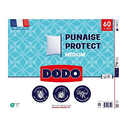 Oreiller médium DODO 60x60 cm - Protection anti punaise, anti acarien - 550 gr - Blanc - Fabriqué en France