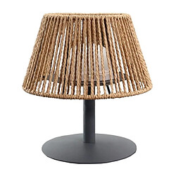 Lampe de table sans fil - LUMISKY - STANDY MINI RAFFY - H22 cm - Raphia naturel - LED blanc chaud et blanc