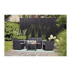 Salon de jardin en résine imitation rotin tressé - Noir - Avec table basse - KETER - 4 p...