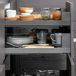 Emuca 3130235 Tiroir extérieur Vertex 40 kg hauteur 131 mm avec côtés en verre, 450, Gris anthracite