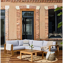 Bocarnea Salon de jardin d'angle modulable LEVATA CLASSIQUE - Bois d'acacia FSC - 5 personnes - Gris