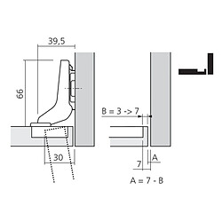 Charnière invisible CLIP TOP standard 110° GD coudé sans ressort à visser BLUM CHA70T375