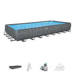 Kit piscine hors sol tubulaire BESTWAY - APX 365 - 956 x 488 x 132 cm - Rectangulaire (Filtre a sable, 500g polysphere, échelle, bâc