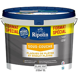 Peinture sous-couche plaque de platre - RIPOLIN - 290380 - Blanc - Mat - 12 L