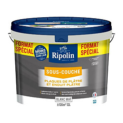 Peinture sous-couche plaque de platre - RIPOLIN - 290380 - Blanc - Mat - 12 L