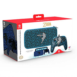 Pack Manette filaire Pdp Rematch Glow Noir bleu pour Nintendo Switch Nintendo Switch Lite et Nintendo Switch Modèle OLED + Etu