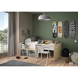 Lit combiné enfant OSCAR - 90 x 190 cm - Chene clair / Blanc - Diagone