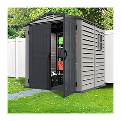 Abri de jardin - PVC - DURAMAX - 3,50 m² + Plancher - Gris clair / Anthracite - DUSTMATE66PR