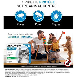 Frontline Spot On chat - Anti-puces anti-tiques pour chat - 3 pipettes