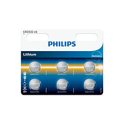Piles Philips PILES CR2032 X6