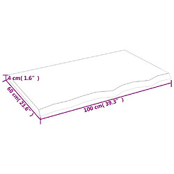 vidaXL Comptoir de salle de bain 100x60x(2-4)cm bois massif non traité pas cher