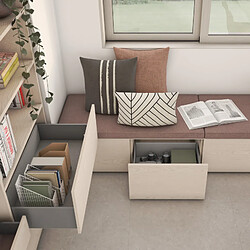 Emuca 3185325 Tiroir extérieur Vertex avec réglages 3D hauteur 131mm, 40kg, profondeur 350mm, Acier, Peint en aluminium