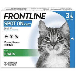 Frontline Spot On chat - Anti-puces anti-tiques pour chat - 3 pipettes