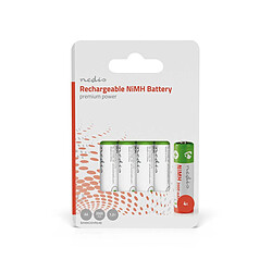 Nedis Lot de 4 Piles Rechargeables NiMH AA 1.2V DC 2000mAh Pré-rechargées