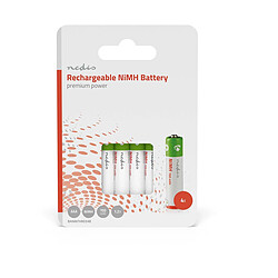 Nedis Lot de 4 Piles Rechargeables NiMH-AAA 1.2V DC 700mAh Préchargées