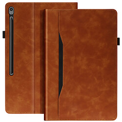 Avizar Étui pour Samsung Tab S10 FE Plus Clapet Portefeuille Support Vidéo Marron