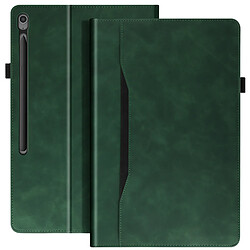 Avizar Étui pour Samsung Tab S10 FE Plus Clapet Portefeuille Support Vidéo Vert foncé