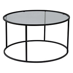 Hanah home Table basse ronde métal et verre - Noir