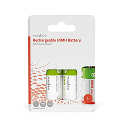 Nedis Lot de 2 Piles Rechargeables NiMH-C 1.2V DC 4000mAh HR14 Préchargées