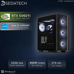 Sedatech PC Gamer, Intel i5-12600KF, RTX5060Ti, 32Go DDR5, 2To SSD, Win 11