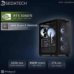 Sedatech PC Gamer, AMD Ryzen 9 7900X3D, RTX5060Ti, 32Go DDR5, 2To SSD, Win 11