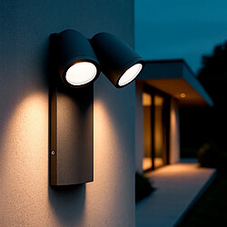 Ledkia Applique Murale Extérieure LED 12W Aluminium Abel 2 Spots Gris foncé