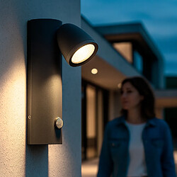 Ledkia Applique Murale Extérieure LED 6W Aluminium avec Détecteur de Mouvement Abel Gris foncé
