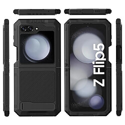 Métal Étui Pour Samsung Galaxy Z Flip5 5G Protection De Charnière Avec Benne Porte-stylo Support Robuste De Devoir Chantier Lourd FOXDOCK Noir
