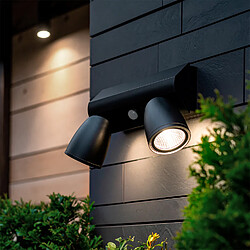 Ledkia Applique Murale Extérieure LED 12W Aluminium avec Détecteur de Mouvement PIR Abel Large Deux Spots Blanc