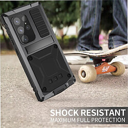 Métal Étui Pour Samsung Galaxy S25 Ultra 5G Avec Baillou Chantier Lourd Housse De Protection Intégrale 360 Protecteur D'écran En Verre FOXDOCK Noir