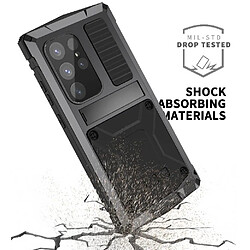 Métal Étui Pour Samsung Galaxy S25 Ultra 5G Avec Baillou Chantier Lourd Housse De Protection Intégrale 360 Protecteur D'écran En Verre FOXDOCK Noir