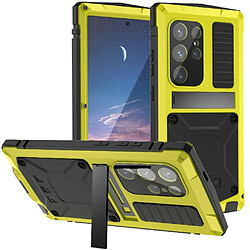 Métal Étui Pour Samsung Galaxy S25 Ultra 5G Avec Baillou Chantier Lourd Housse De Protection Intégrale 360 Protecteur D'écran En Verre FOXDOCK Jaune