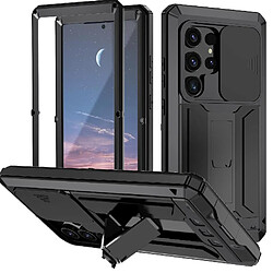 Métal Stand Téléphone Étui Pour Samsung Galaxy S25 Ultra 5G Résistant Aux Chocs Construit Dans La Baillou De Caméra FOXDOCK Noir