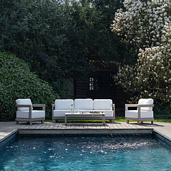 Wilsa Garden Salon bas 5p en aluminium Taupe et plateau en pierre Ivoire CALAROSSA