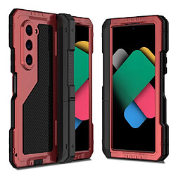 Métal Étui Pour Samsung Galaxy Z Fold 6 Protection De Charnière Chantier Lourd Porte-stylo Support Robuste De Devoir Avec Benne FOXDOCK Rouge