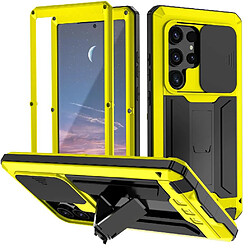 Métal Stand Téléphone Étui Pour Samsung Galaxy S25 Ultra 5G Résistant Aux Chocs Construit Dans La Baillou De Caméra FOXDOCK Jaune