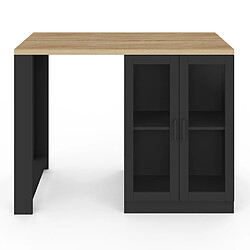 Avis Idmarket Ilot LINO 120 cm noir et hetre