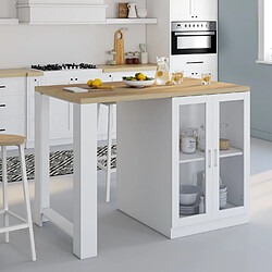 Idmarket Ilot LINO 120 cm blanc hetre