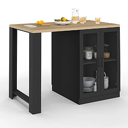 Idmarket Ilot LINO 120 cm noir et hetre