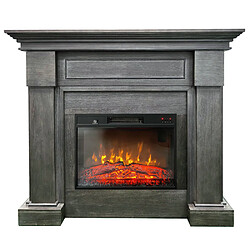 Electric Sun Cheminée électrique design ElectricSun MONTENEGRO Gris, avec effet sonore, 3 couleurs, avec App, L127xH107cm