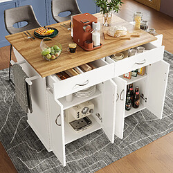 Roomfitters Îlot De Cuisine Avec Porte-Bouteilles, Buffet Multifonction, Chariot De Cuisine, Blanc