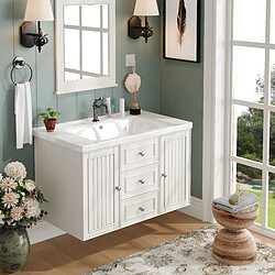 Roomfitters Meuble Sous-Vasque Suspendu Avec Lavabo, Armoire De Salle De Bain, Design Moderne, Blanc